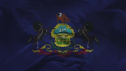 Realistic Pennsylvania State Flag Waving Animation Loop