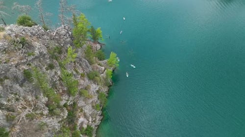 Aerial View Paddleboarding Exploration Through Turkey s Grand Canyon