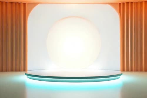 podium Futuristic showcase with platform for product displaying. Empty modern stage display