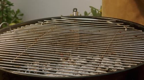 Cooking Raw Sausages Meat Kebab on Grill Closeup Making Hotdogs and Corndogs Chicken or Pork Kebab