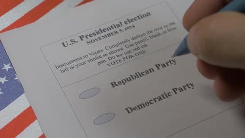 Voters Mark Selections for Republican Party By Pen