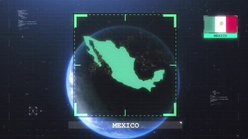 Mexico Flag And Map Glitch Hud 4K
