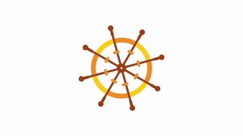 Animated Flat Design Ship Wheel Graphic