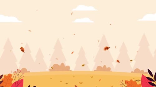 Animated Flat Design Autumn Nature Background Loop