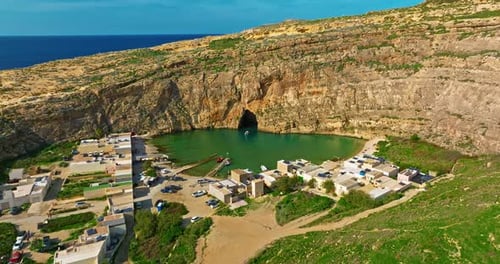 Aerial View of Blue Hole on Gozo Island Malta