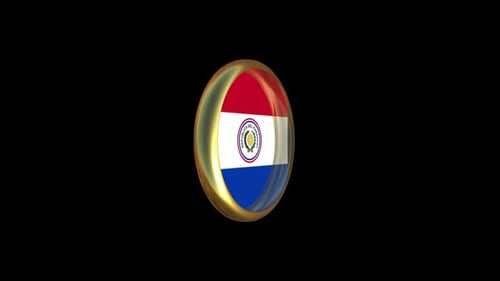 3D Rotating Golden Paraguay Flag Emblem