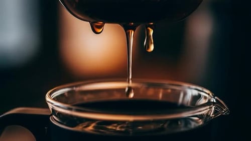 Liquid Pouring Into Glass Bowl Close Up