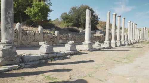 Scenic colonnade in Perge (Perga) at Antalya Province, Turkey