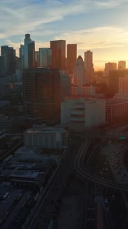 Excellent scenery of Los Angeles downtown in the evening.