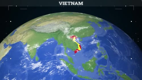 Animated 3D Globe Earth Zoom into Vietnam Map Highlight