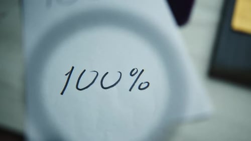 Close up of 100 Percent Writing