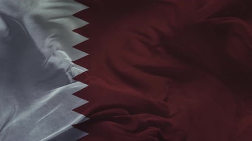 Realistic Qatar National Flag Waving Loop