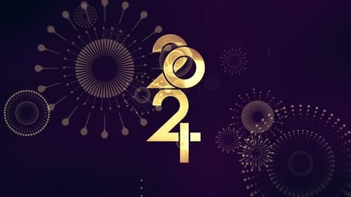 Golden 2021 New Year Title Animation with Sparkling Fireworks