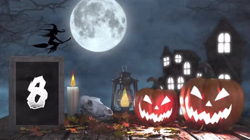 Halloween-Countdown und gruseliger Hintergrund