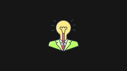 Lightbulb Head Animated Business Idea Icon
