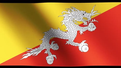 Bhutan Flag Waving Animation Loop
