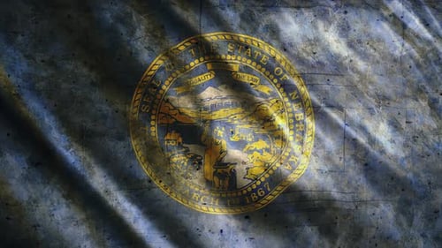 Great Seal of Nebraska Waving Grunge Flag Animation