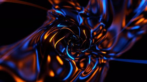 Orange And Blue Wave Tunnel Of Colored Neons Background Vj Loop In 4K