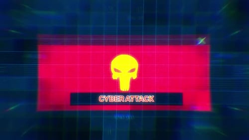 Cyber Attack Warning Glitch Screen Reveal Animation