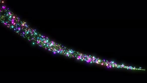Glitter Stars Trail Effects On Alpha Channel. Abstract Animation Of Glitter Stars Particle Trail