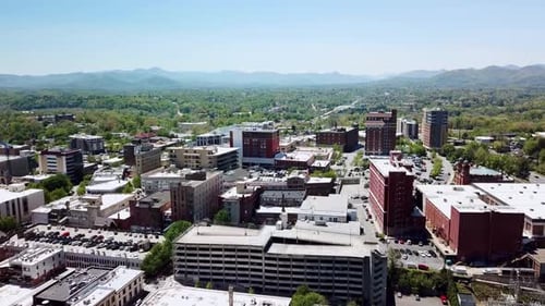 Asheville NC, Asheville North Carolina Skyline Aerial