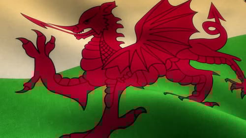 Waving Welsh Flag with Red Dragon Animation