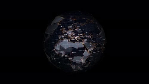 Futuristic Digital Earth Globe Rotation with Global City Connections