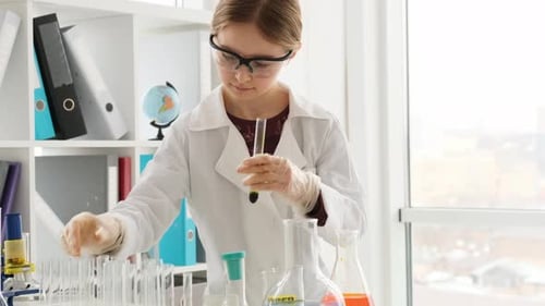 School Girl in Chemistry Class