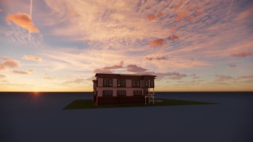 Casa en la isla al atardecer