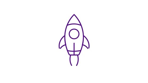 Flat Line Art Rocket Launch Animation