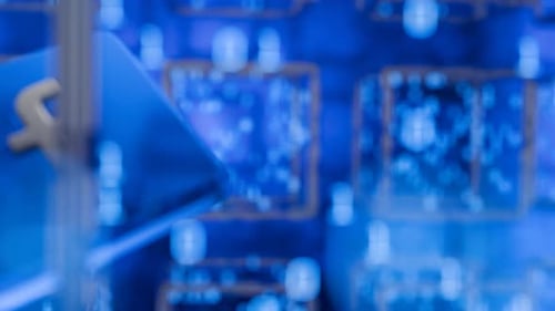 Camera movement towards the Facebook logo. The appearance of metallic Facebook logos. Facebook socia