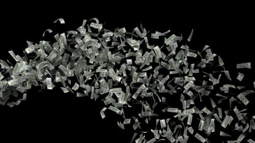 Fluid Flying US Dollar Bills Horizontal Stream