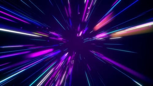 Futuristic Neon Light Streaks Warp Speed Background