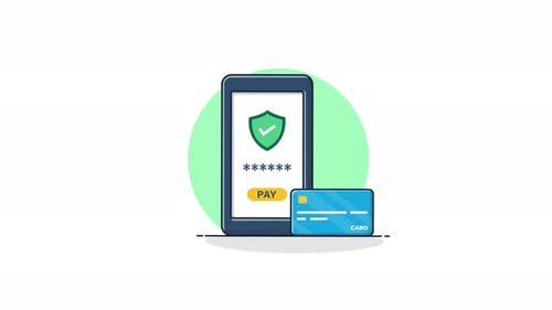 Secure Online Payment with Smartphone and Credit Card Animation