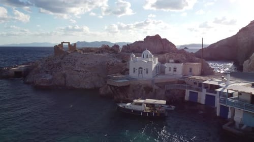 Firopotamos Village and Beach in Milos, Cyclades Island in Aegean Sea, Greece