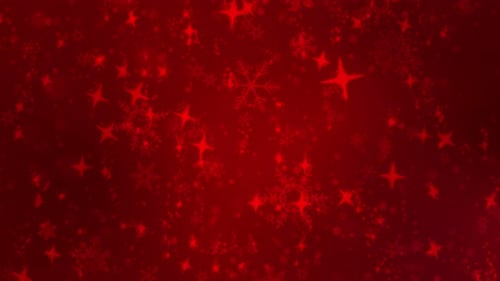 Enchanting Christmas Background Animation Featuring Snowflakes and Sparkling Stars in a Festive Red
