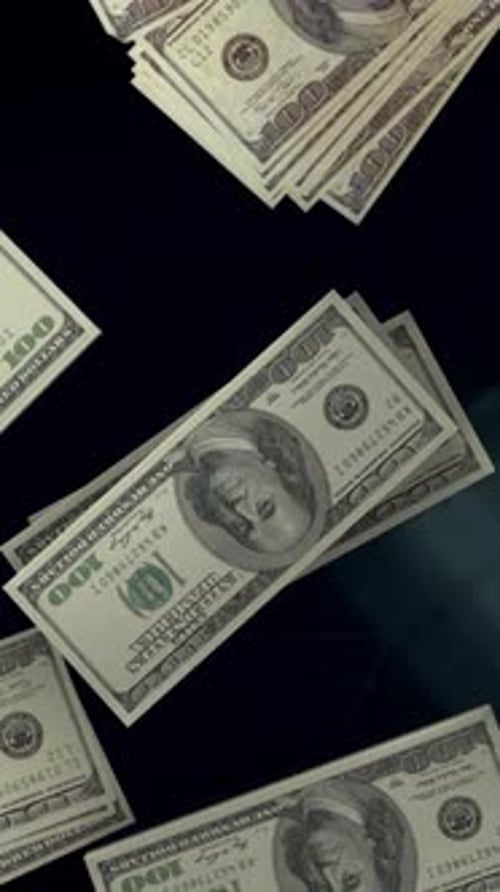 Flying Dollar Bills Financial Market Background Vertical