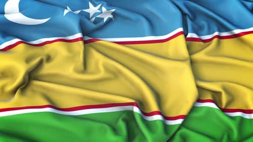 Karakalpakstan Flag Zoom In Very Realistic