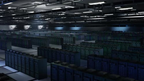 Equipamento na sala de servidores mal iluminada gerenciando recursos de computação