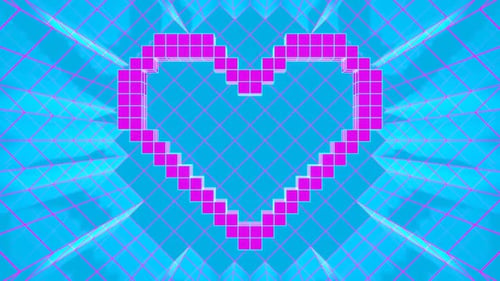 Cyan And Pink Pixel Heart Background Vj Loop In HD