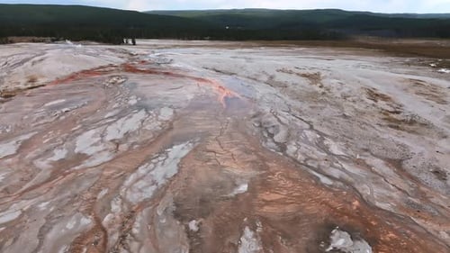 Hydrothermal Area of Great Fountain Geyser in Yellowstone National Park in Wyoming USA