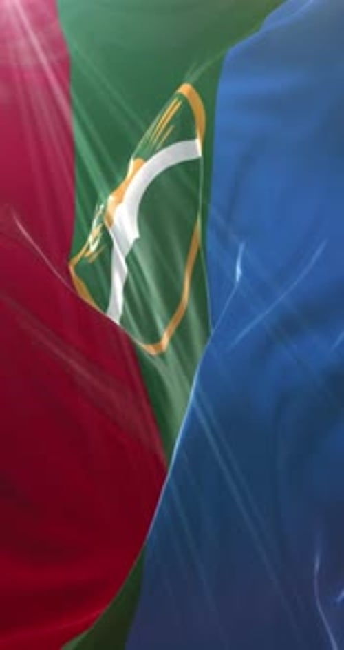 Vertical Waving Flag with Abstract Emblem Animation