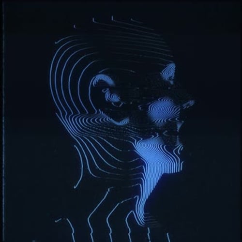 Futuristic Glitch Digital Head Wireframe Rotation