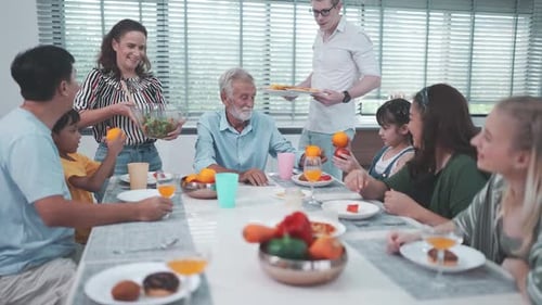 Happy Family Gathering for Meal at Home