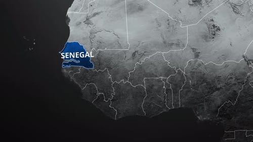 Animated Map Highlight of Senegal with Country Name Reveal