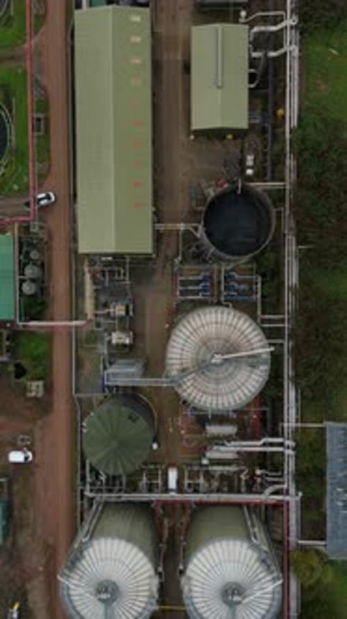 Aerial view of industrial complex, United Kingdom.