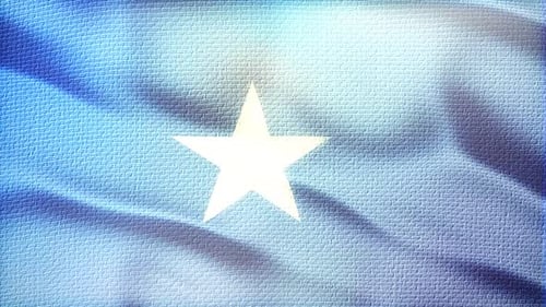 Seamlessly Looping Blue Waving Flag with White Star Background