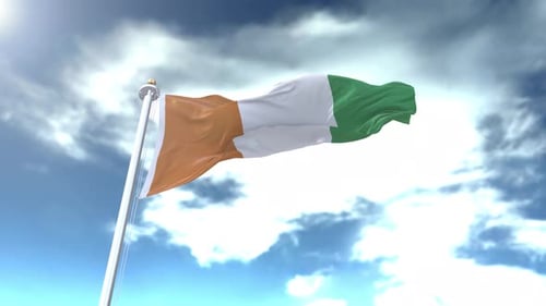 Côte d'Ivoire National Flag Waving in Realistic Animation