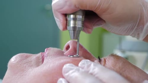 Cosmetic Facial Treatment Close Up in Medical Setting
