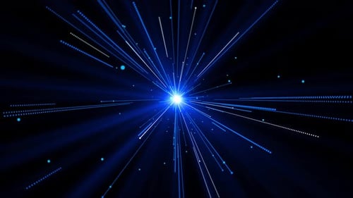 Futuristic Blue Light Rays Bursting Particle Background